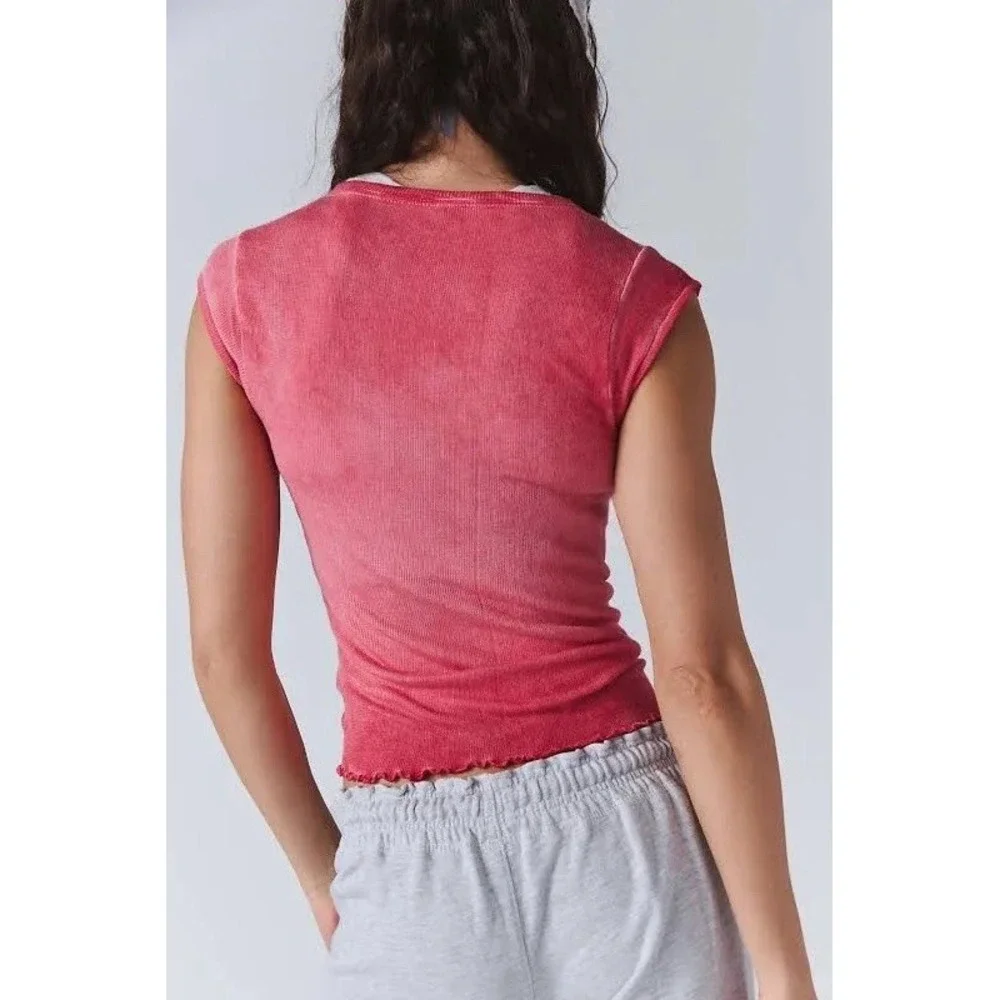 NWT Free People FP Movement Double Point Stretch Tee T Shirt XS/S Red $48